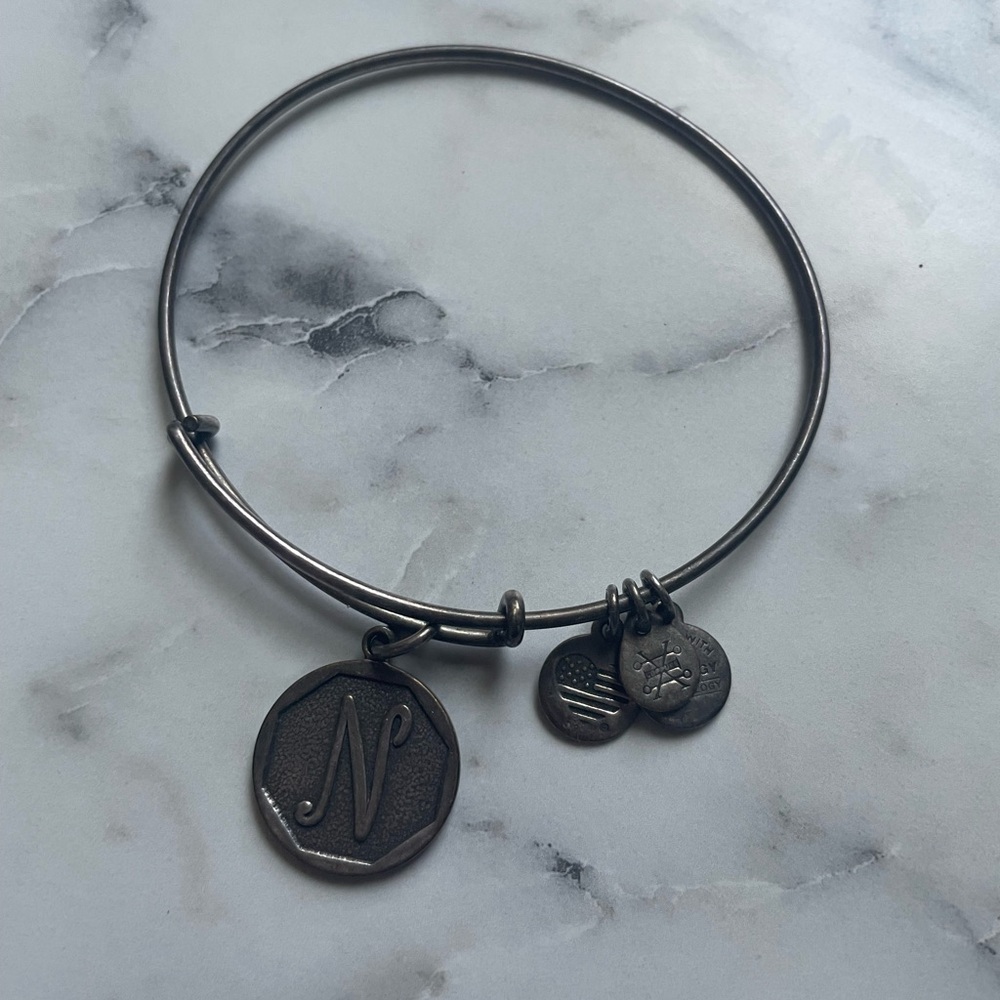 Alex and ani bracelet with letter N charm